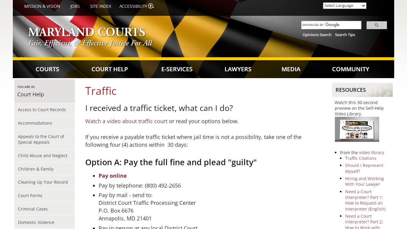 Traffic | Maryland Courts