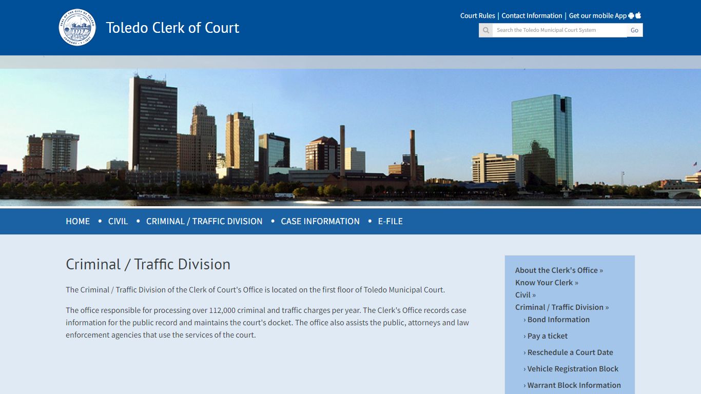 Criminal / Traffic Division - Clerk of Toledo Municipal Court